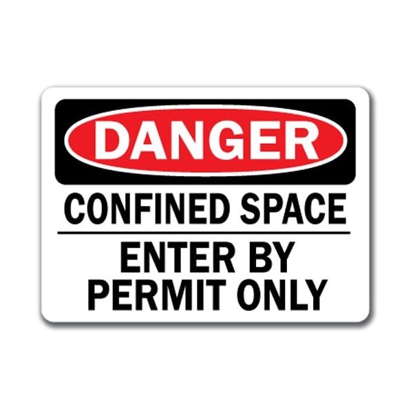 Signmission Danger Sign-Confined Space Enter By Permit Only-10in x 14in OSHA, 14" H, DS-Confined Space Permit 2 DS-Confined Space Permit 2 - main